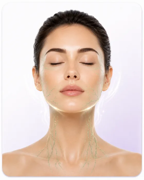 Lymphatic pathway map across the face