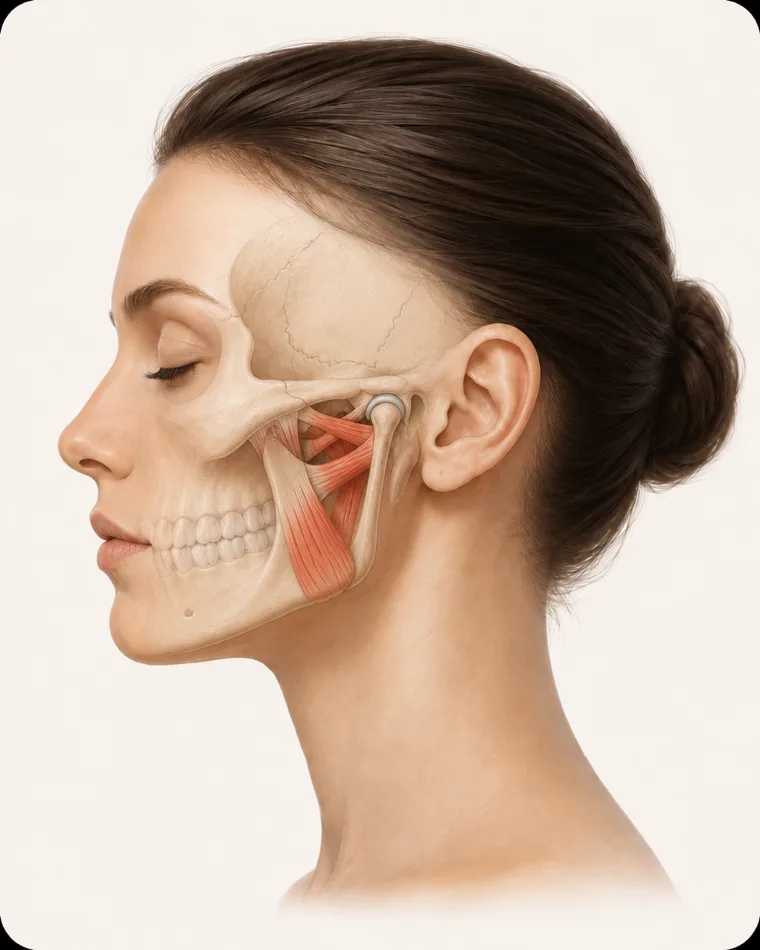 Releasing the deep masseter and jaw joint at the inner surface